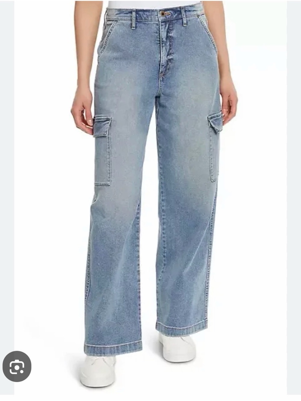 Jessica Simpson Light Blue Cargo Wide-Leg Jeans